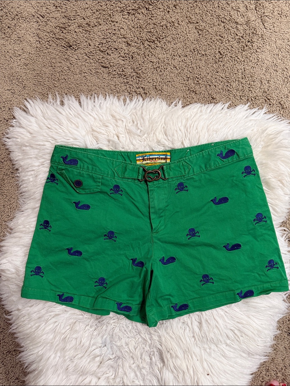 Libertine Chino Shorts 5 Embroidered
Skull Whales Goth Grunge Preppy Green
Indie